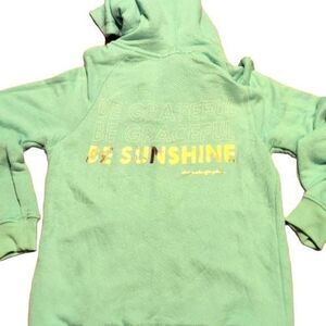 SPIRITUAL GANGSTER GREEN ZIP UP HOODIE GOLD FOIL BE GRATEFUL BE SUNSHINE JR S/10